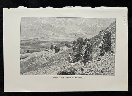 1894 Antique Print Ancient Stone Images - Easter Island by Standford